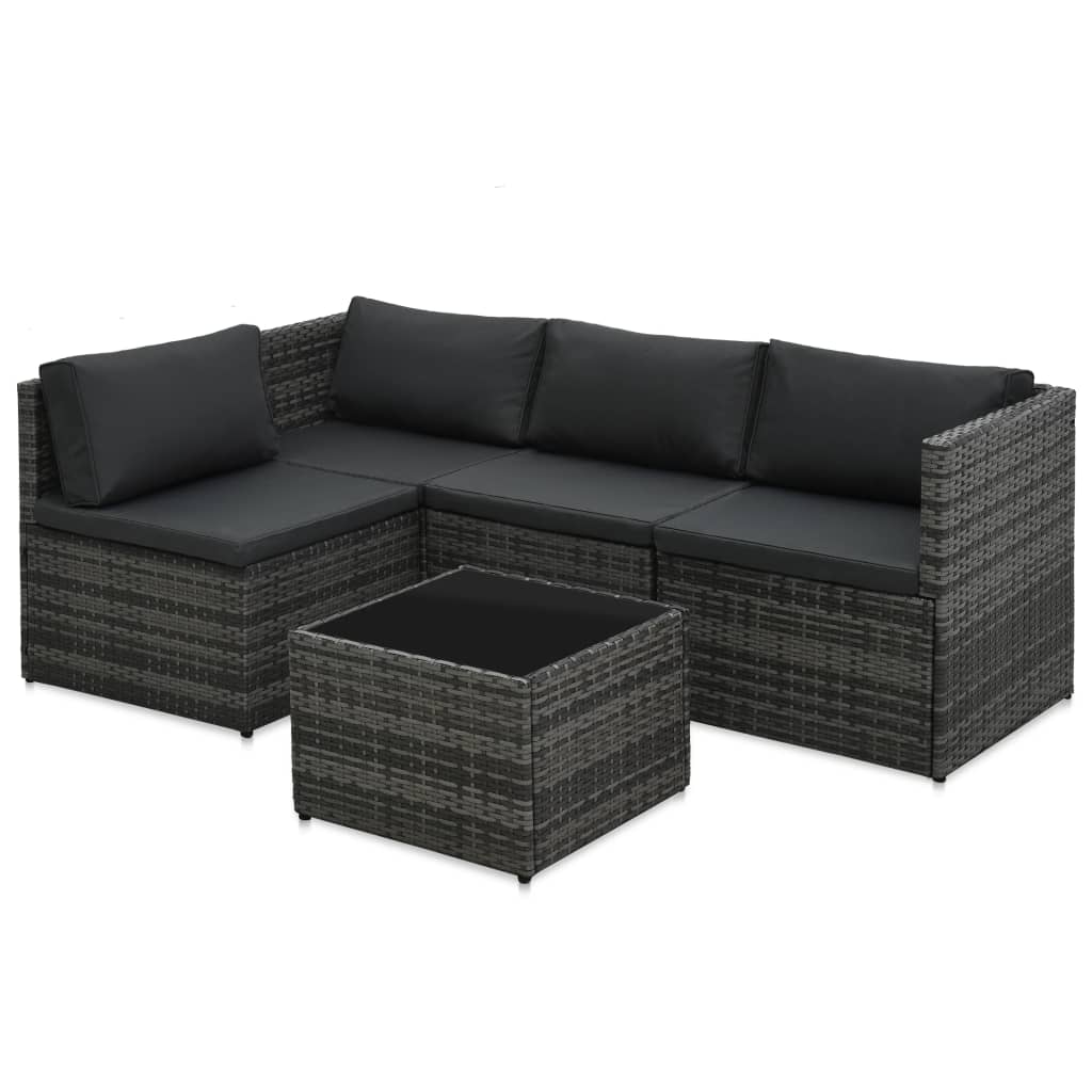Salon de jardin 5 pcs avec coussins Résine tressée Gris - XIOS