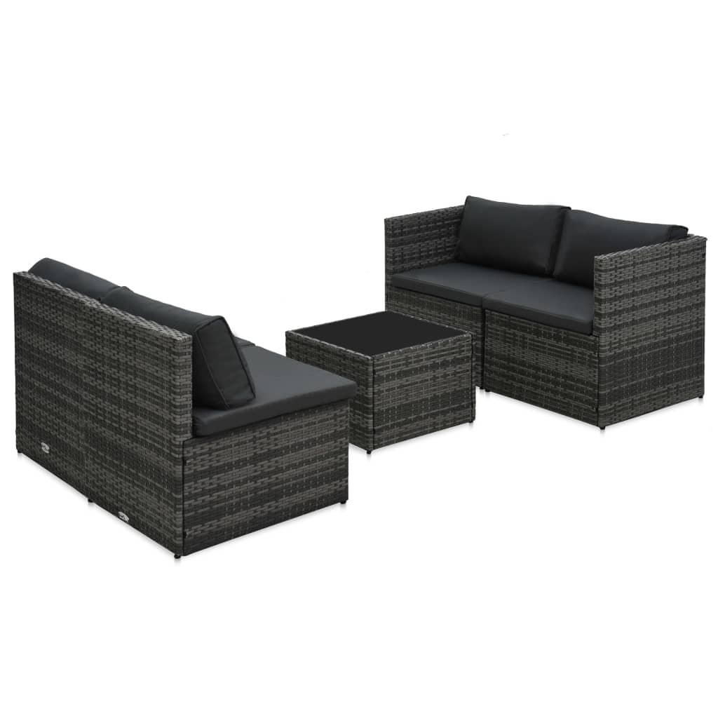 Salon de jardin 5 pcs avec coussins Résine tressée Gris - XIOS