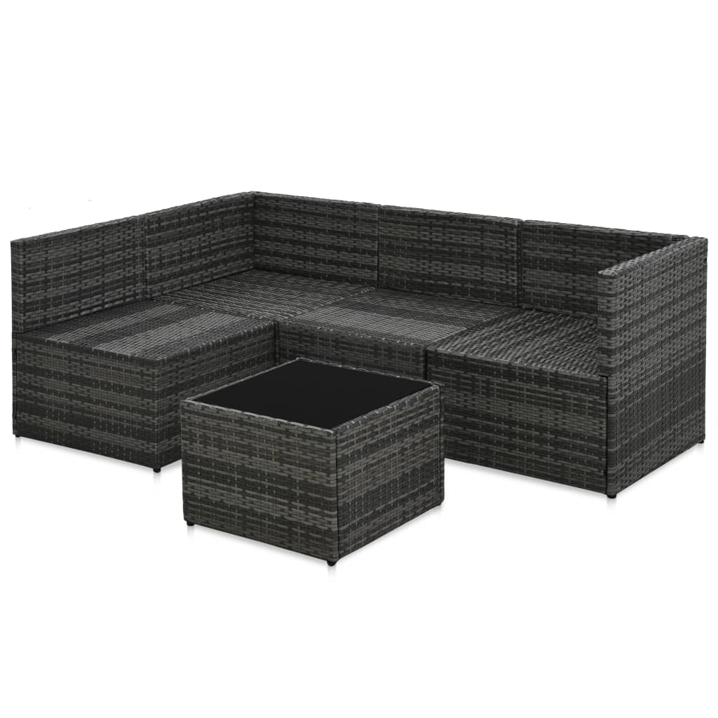Salon de jardin 5 pcs avec coussins Résine tressée Gris - XIOS
