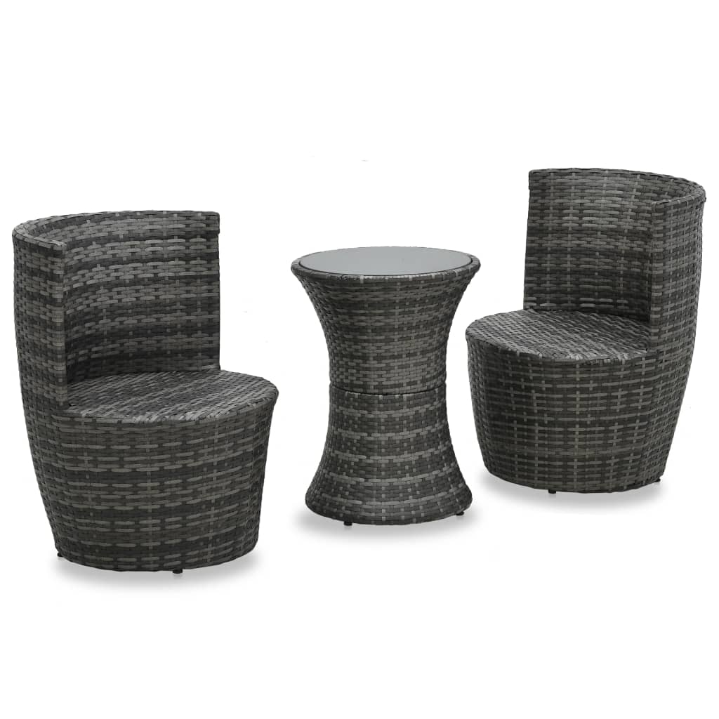 Ensemble de bistro 3 pcs avec coussins Résine tressée Gris - XIOS
