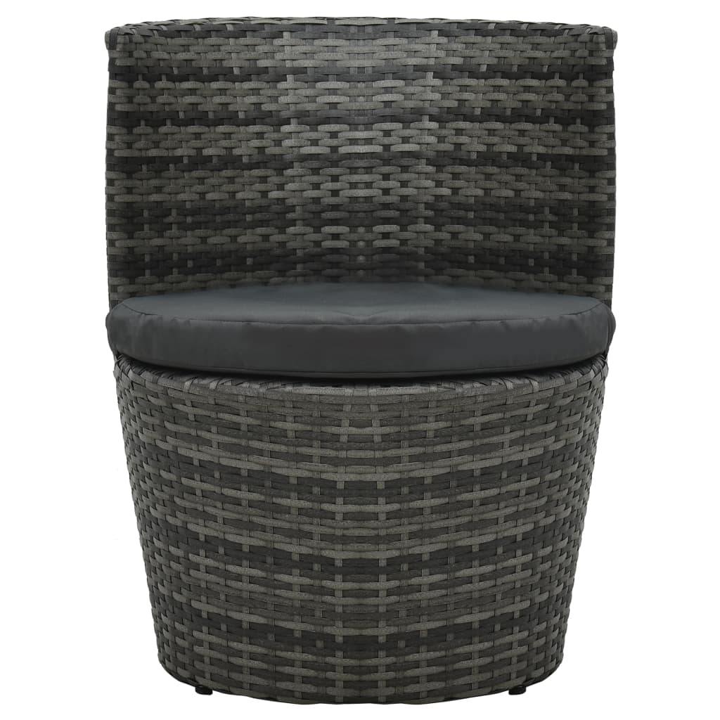 Ensemble de bistro 3 pcs avec coussins Résine tressée Gris - XIOS