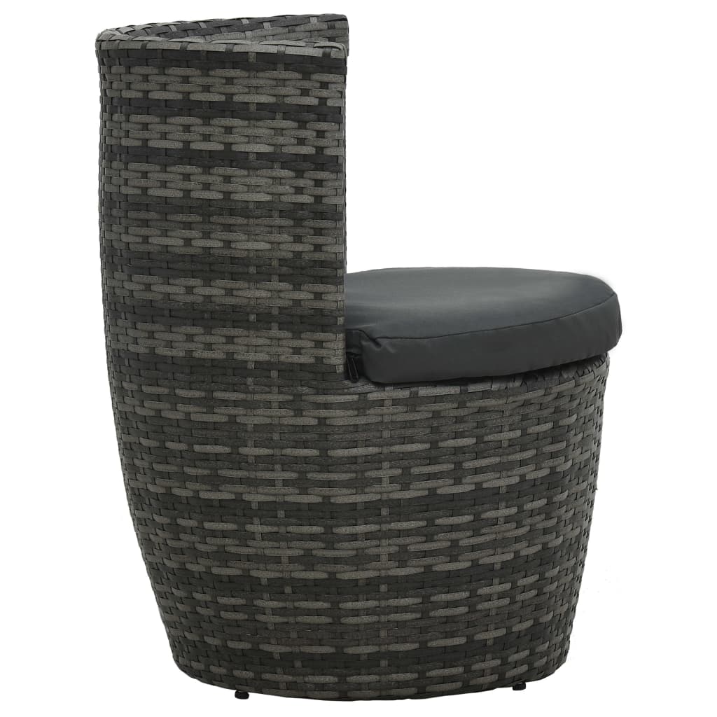 Ensemble de bistro 3 pcs avec coussins Résine tressée Gris - XIOS