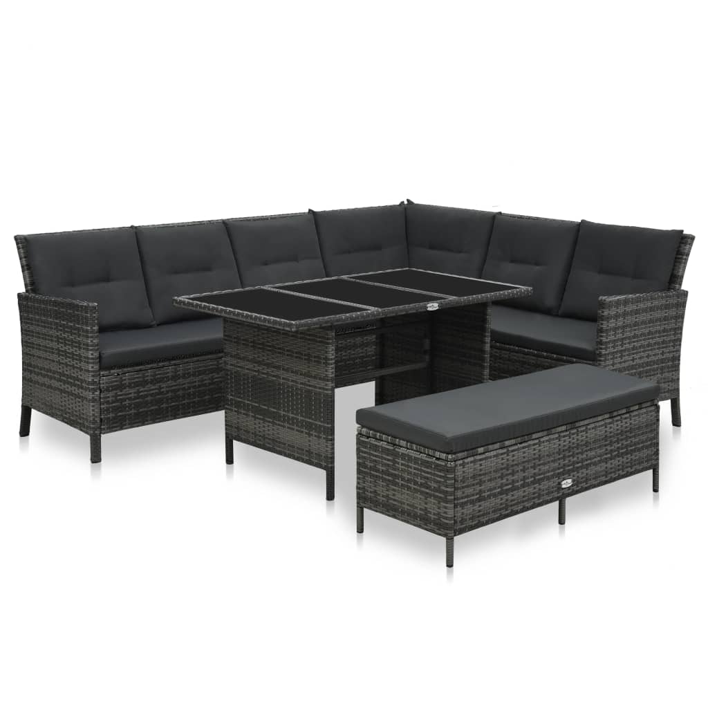 Salon de jardin 3 pcs avec coussins Résine tressée Gris - XIOS