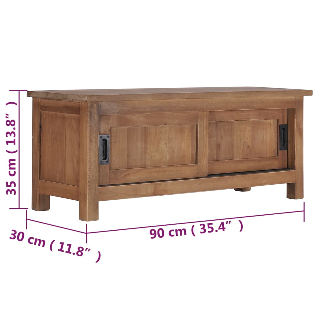 Meuble TV 90x30x35 cm Bois de teck massif - XIOS
