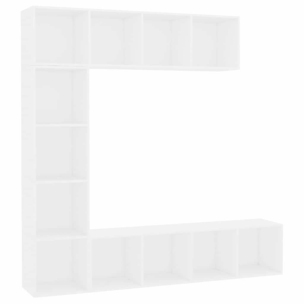 Ensemble de bibliothèque/meuble TV 3 pcs Blanc 180x30x180 cm
