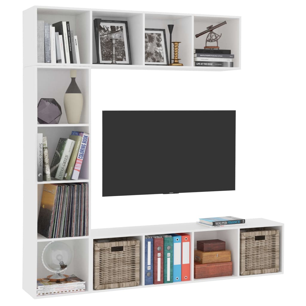 Ensemble de bibliothèque/meuble TV 3 pcs Blanc 180x30x180 cm - XIOS
