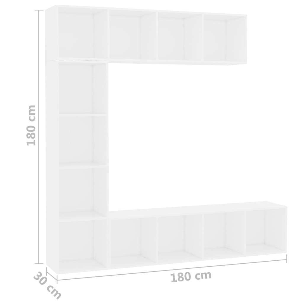 Ensemble de bibliothèque/meuble TV 3 pcs Blanc 180x30x180 cm - XIOS