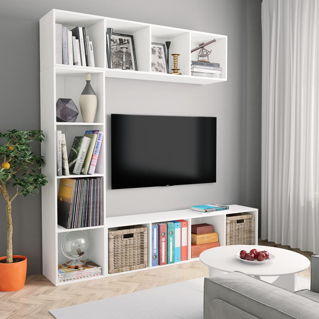Ensemble de bibliothèque/meuble TV 3 pcs Blanc 180x30x180 cm - XIOS