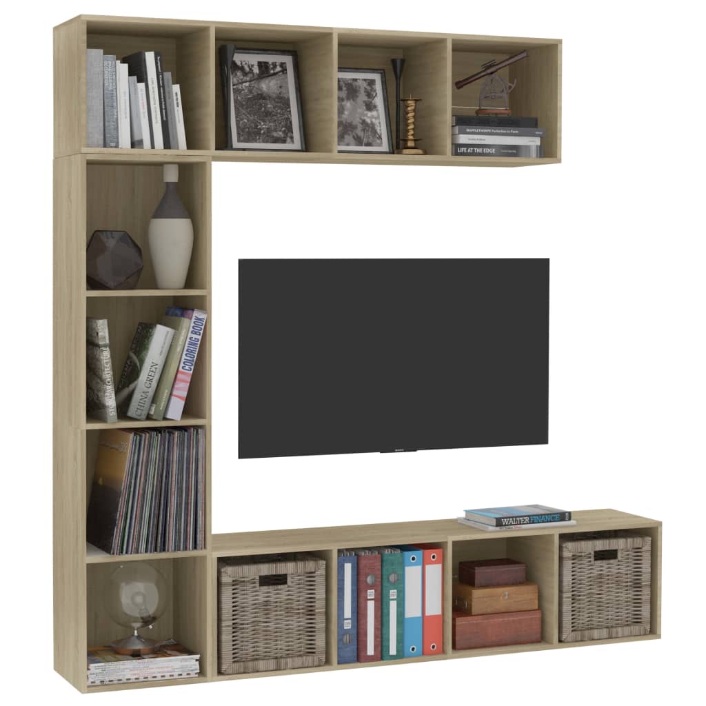 Jeu de bibliothèque/meuble TV 3 pcs Chêne sonoma 180x30x180 cm - XIOS
