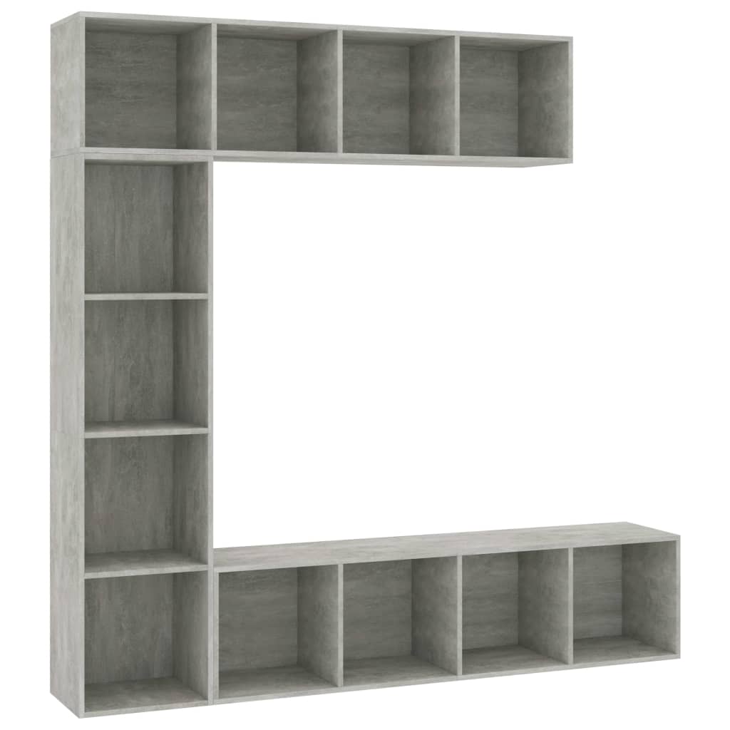 Jeu de bibliothèque/meuble TV 3 pcs Gris béton 180x30x180 cm - XIOS