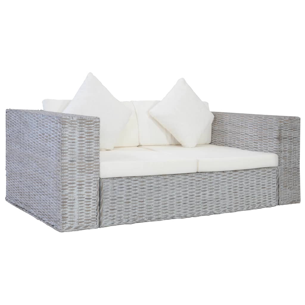Ensemble de canapés 2 pcs avec coussins Gris Rotin naturel - XIOS