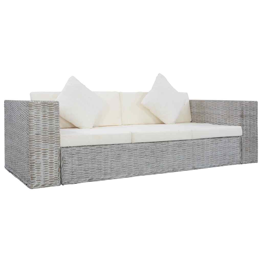 Ensemble de canapés 2 pcs avec coussins Gris Rotin naturel