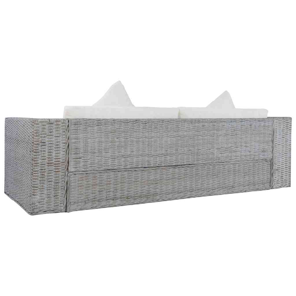 Ensemble de canapés 2 pcs avec coussins Gris Rotin naturel