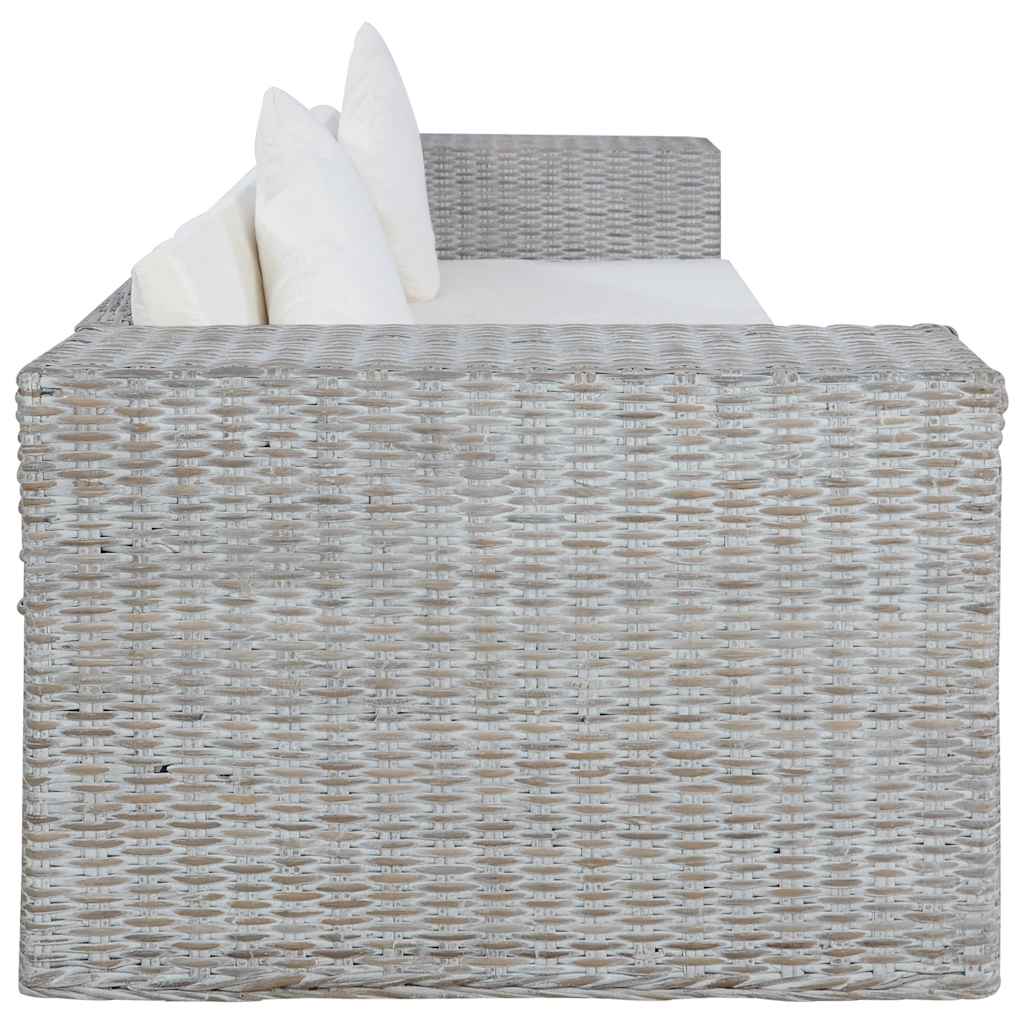 Ensemble de canapés 2 pcs avec coussins Gris Rotin naturel