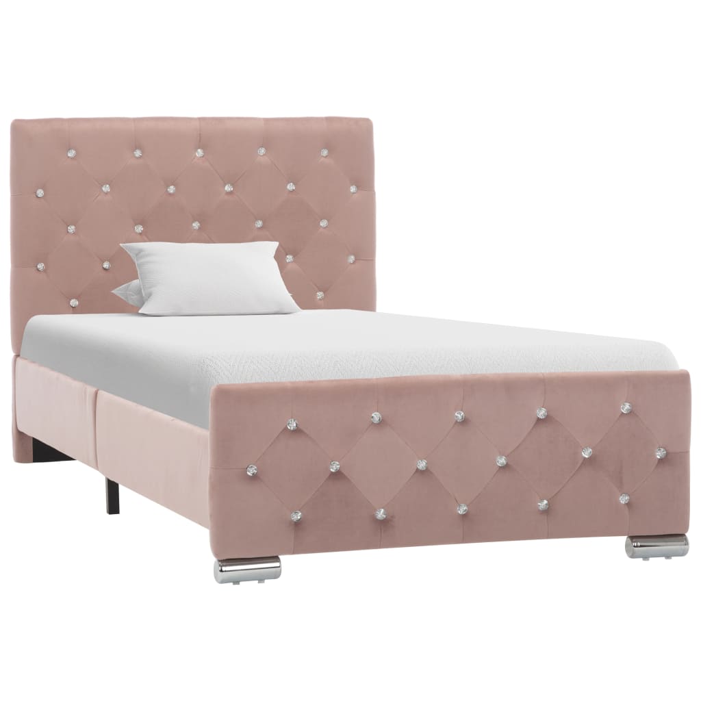 Cadre de lit sans matelas Rose Velours 90x200 cm - XIOS