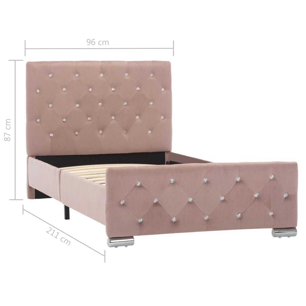 Cadre de lit sans matelas Rose Velours 90x200 cm - XIOS