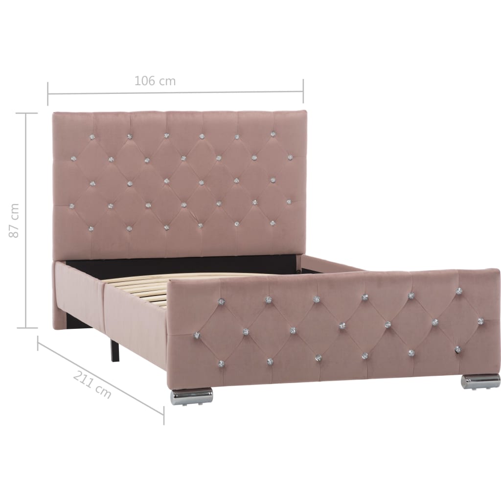 Cadre de lit sans matelas Rose Velours 100x200 cm - XIOS