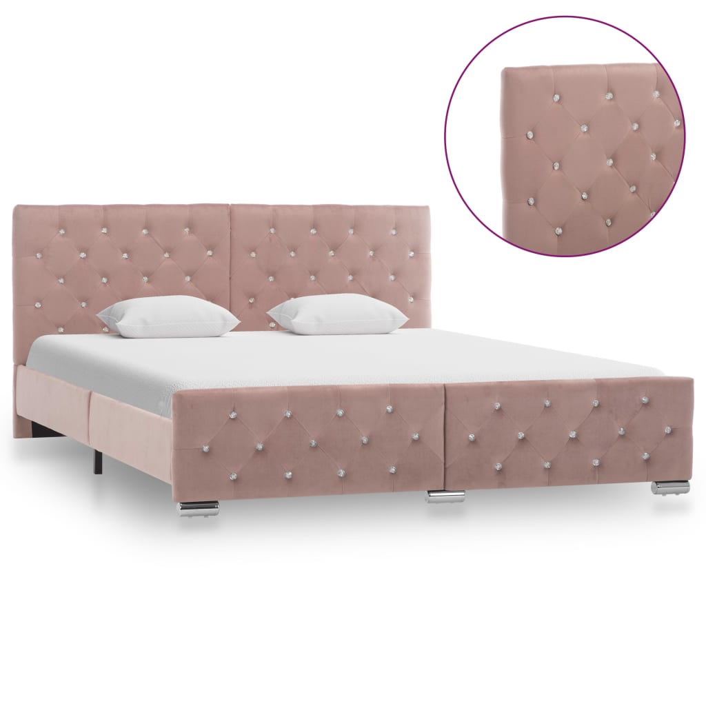 Cadre de lit sans matelas Rose Velours 160x200 cm - XIOS