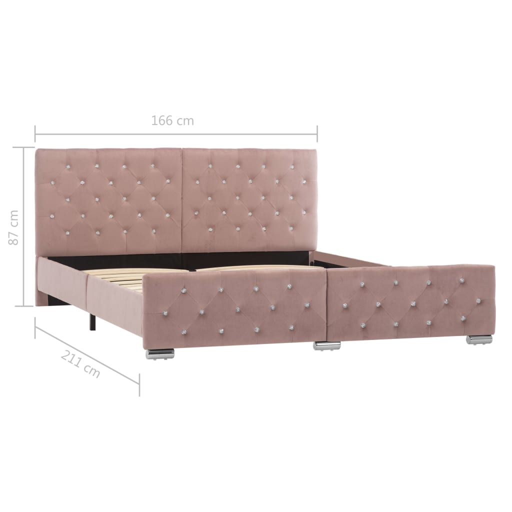 Cadre de lit sans matelas Rose Velours 160x200 cm - XIOS