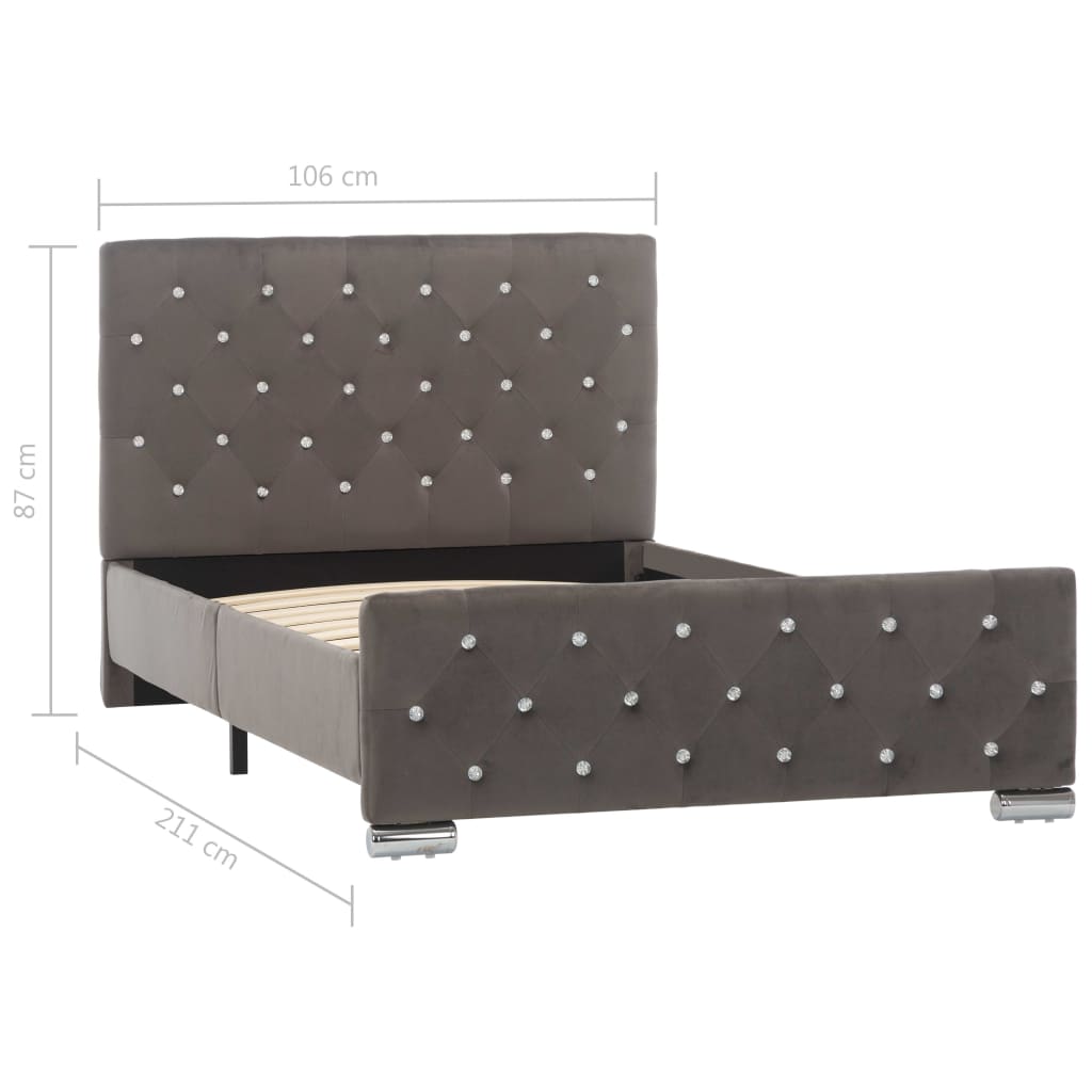 Cadre de lit sans matelas gris velours 100x200 cm - XIOS