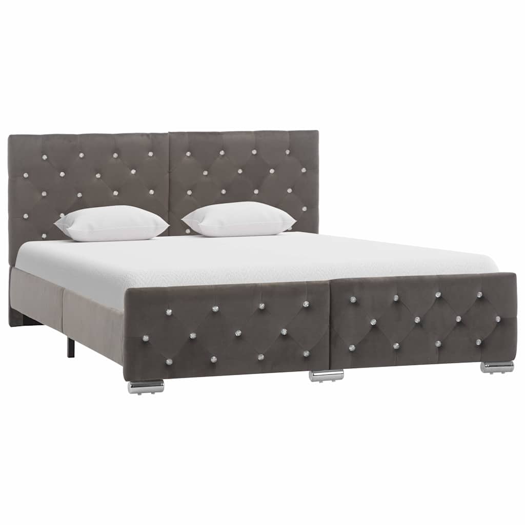 Cadre de lit sans matelas gris velours 140x200 cm