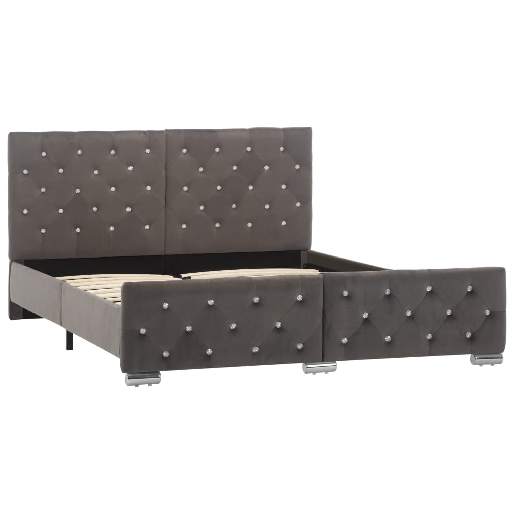 Cadre de lit sans matelas gris velours 140x200 cm - XIOS