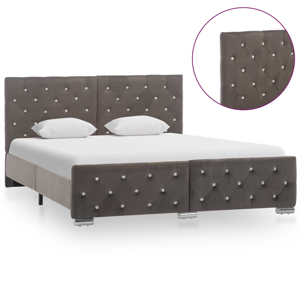 Cadre de lit sans matelas gris velours 140x200 cm - XIOS