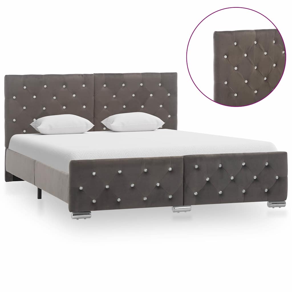Cadre de lit sans matelas gris velours 140x200 cm