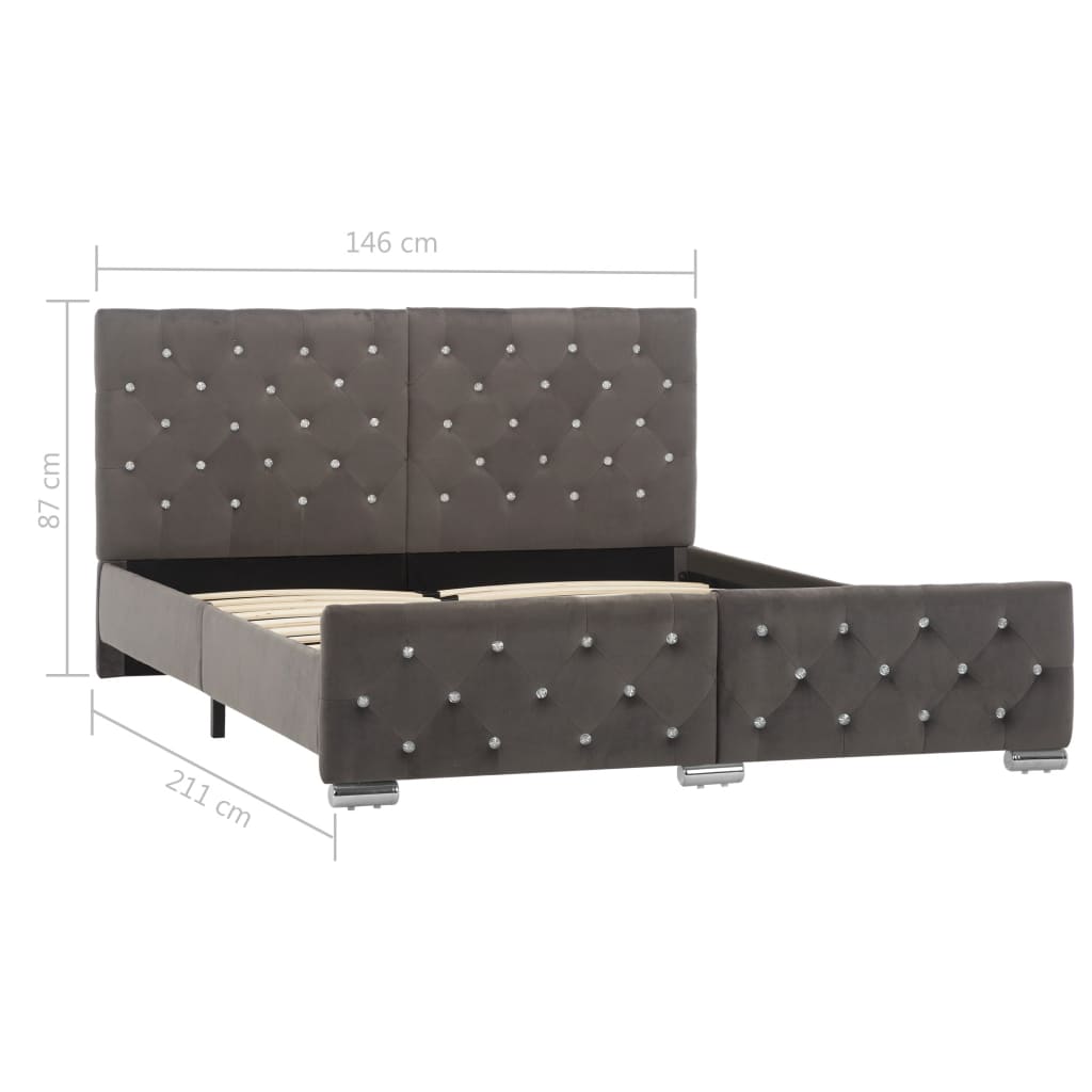 Cadre de lit sans matelas gris velours 140x200 cm - XIOS