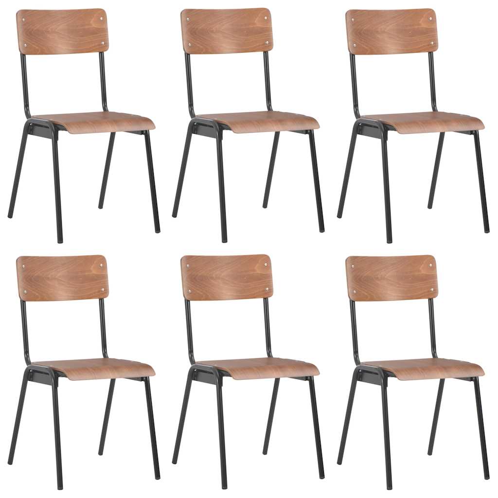 Chaises à manger lot de 6 marron Contreplaqué