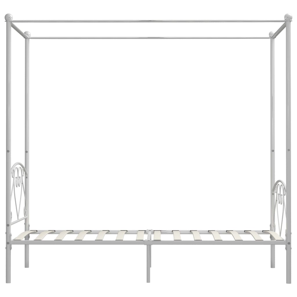 Cadre de lit à baldaquin sans matelas blanc métal 90x200 cm - XIOS