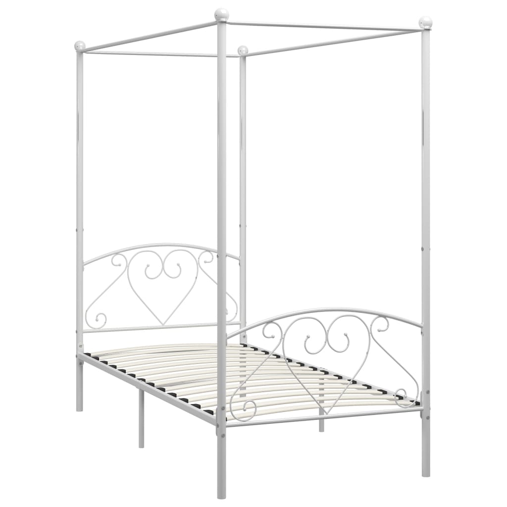 Cadre de lit à baldaquin sans matelas blanc métal 100x200 cm - XIOS