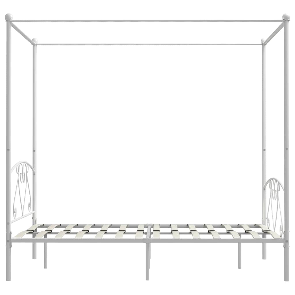 Cadre de lit sans matelas avec baldaquin blanc 140x200 cm métal - XIOS