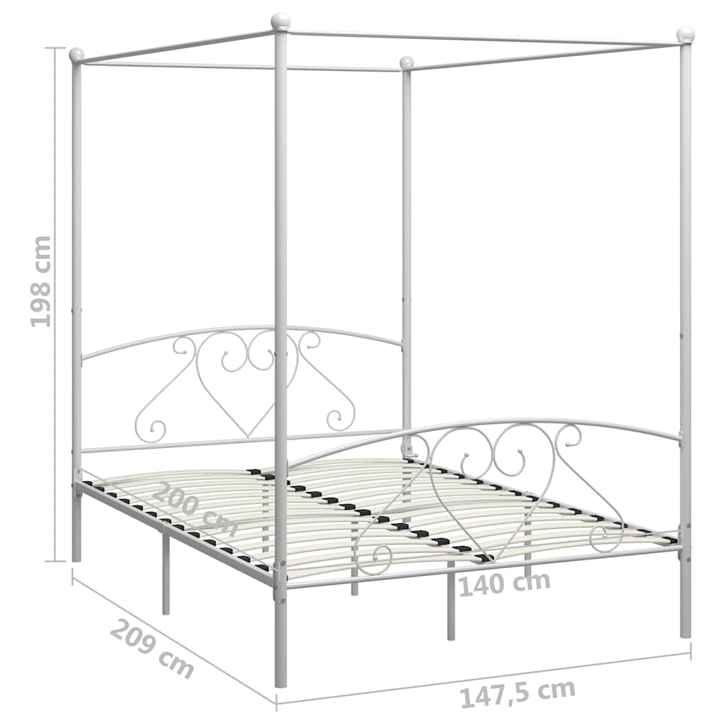 Cadre de lit sans matelas avec baldaquin blanc 140x200 cm métal - XIOS