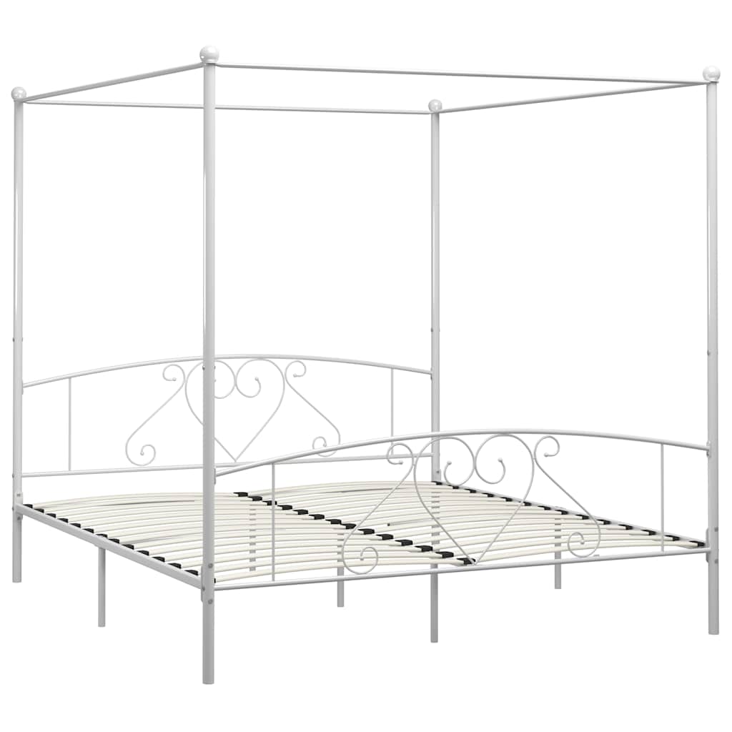 Cadre de lit à baldaquin sans matelas blanc métal 200x200 cm - XIOS