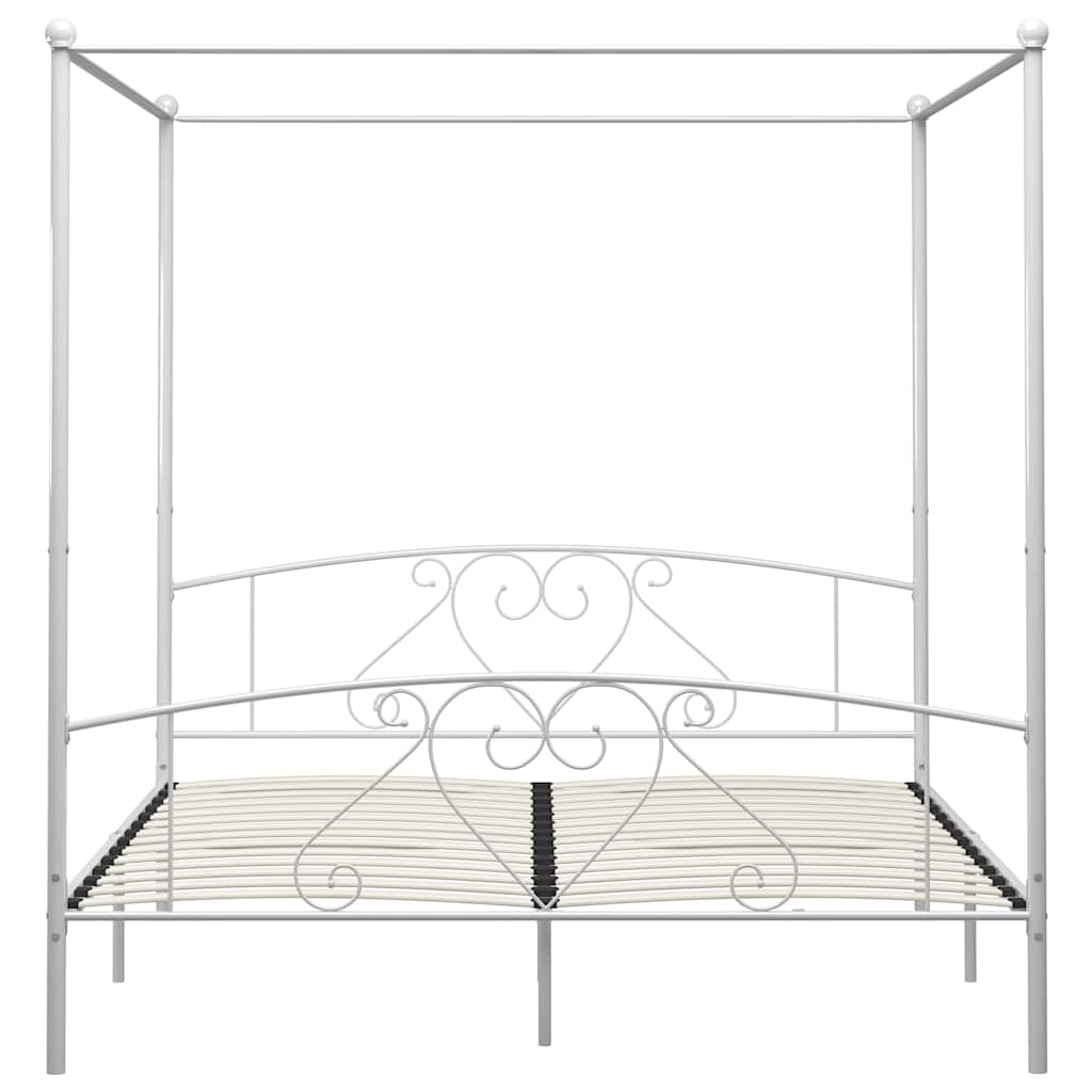 Cadre de lit à baldaquin sans matelas blanc métal 200x200 cm - XIOS