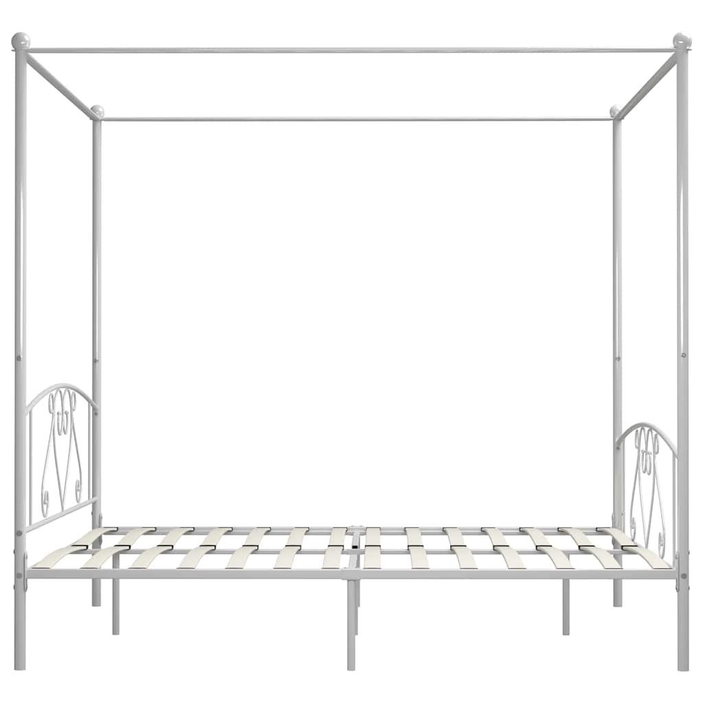 Cadre de lit à baldaquin sans matelas blanc métal 200x200 cm - XIOS