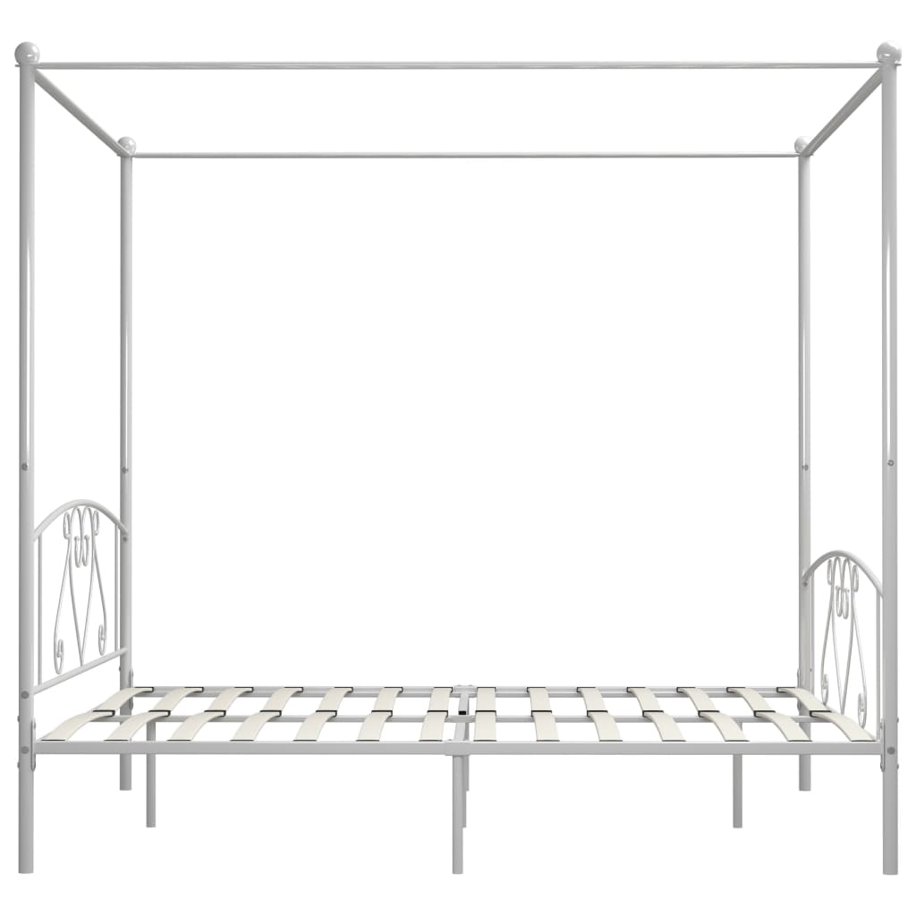 Cadre de lit à baldaquin sans matelas blanc métal 200x200 cm - XIOS
