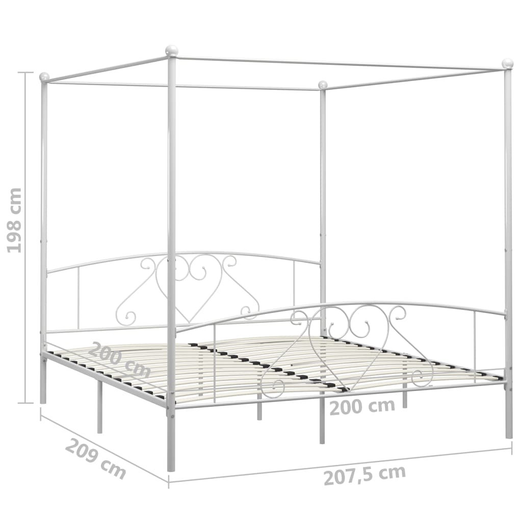 Cadre de lit à baldaquin sans matelas blanc métal 200x200 cm - XIOS