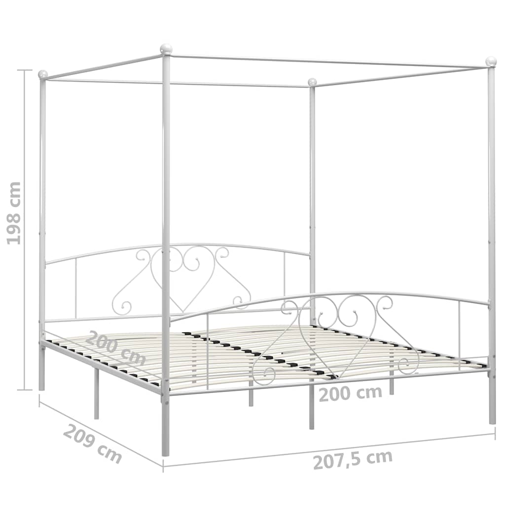 Cadre de lit à baldaquin sans matelas blanc métal 200x200 cm - XIOS