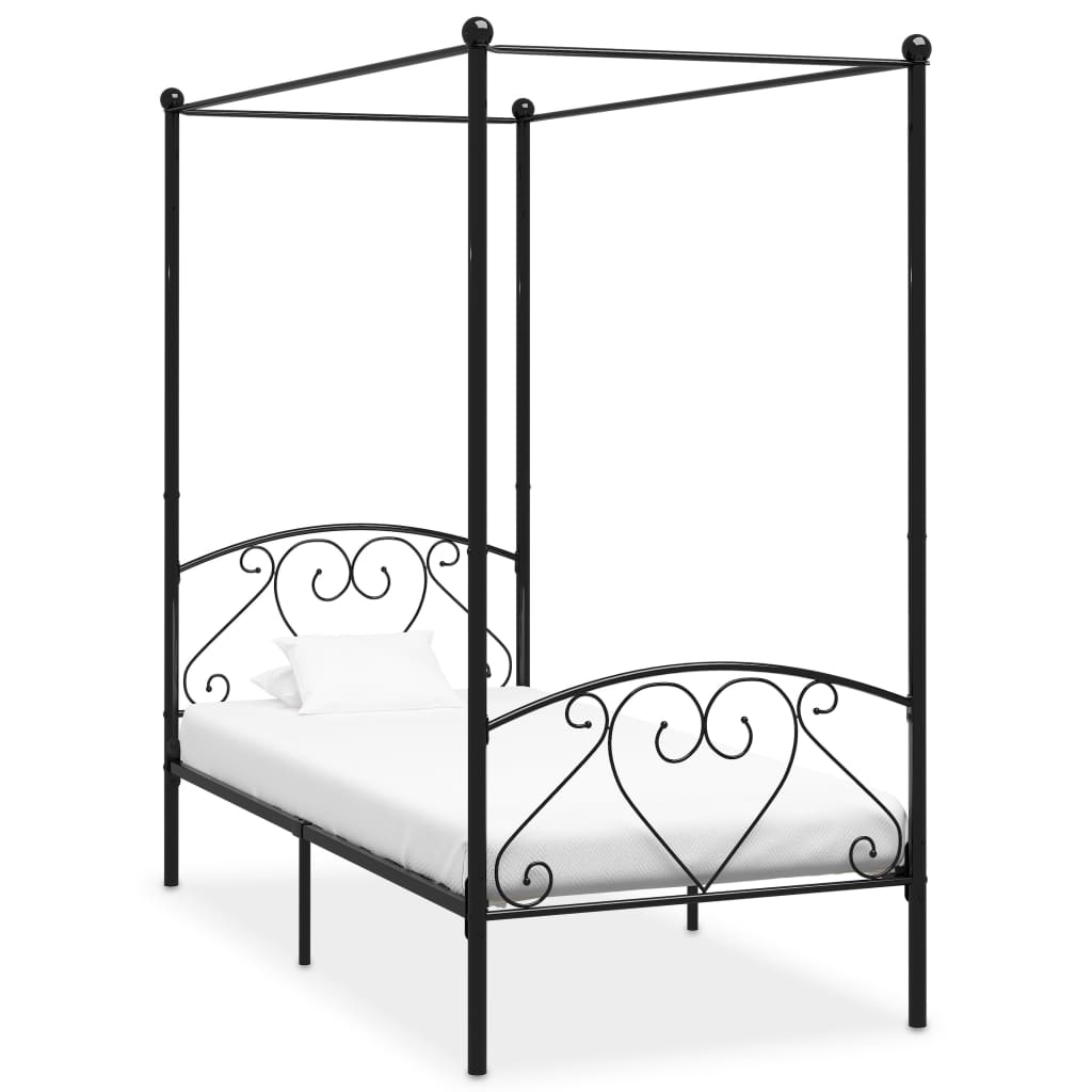Cadre de lit à baldaquin sans matelas noir métal 120x200 cm - XIOS