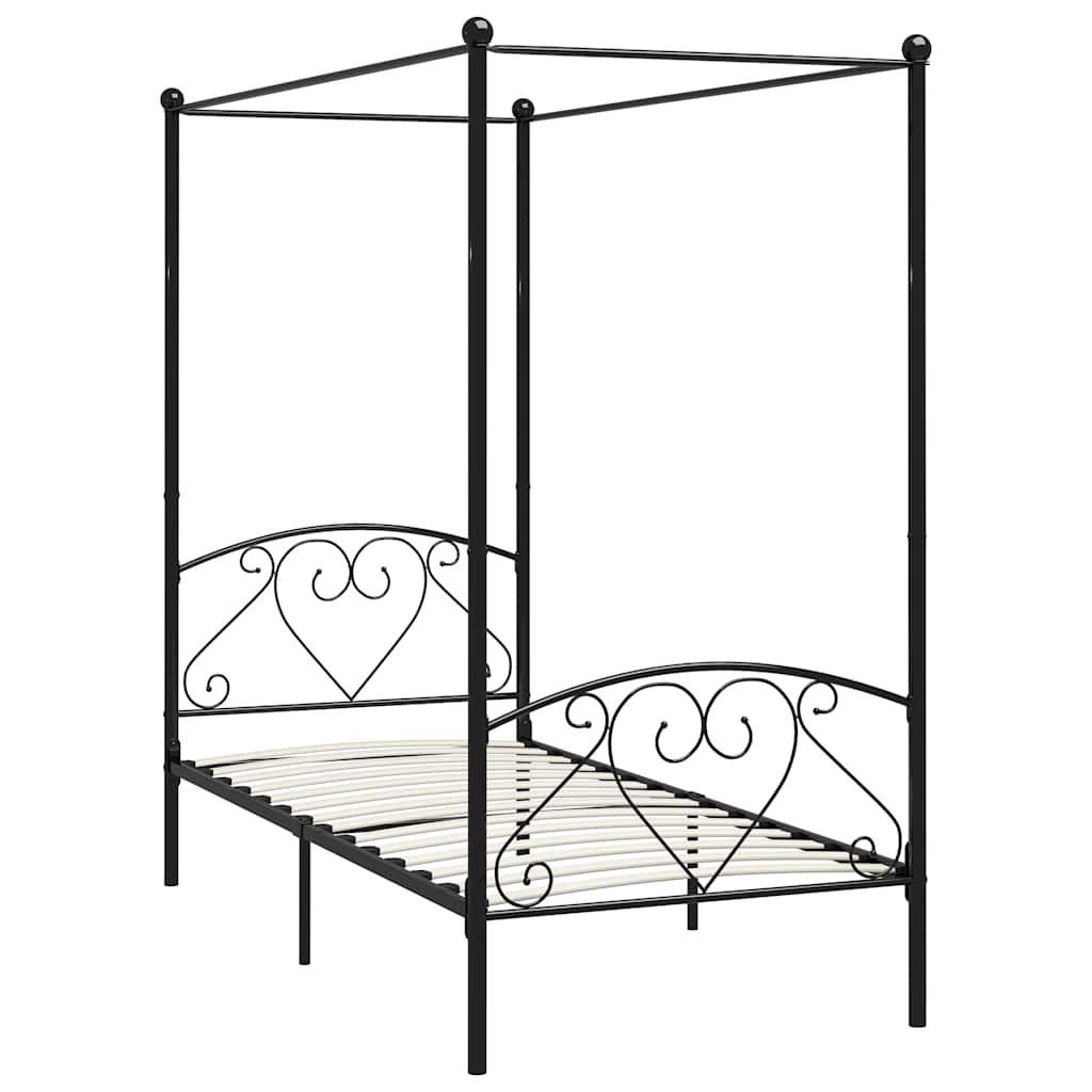 Cadre de lit à baldaquin sans matelas noir métal 120x200 cm - XIOS