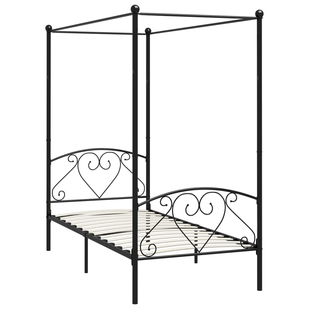 Cadre de lit à baldaquin sans matelas noir métal 120x200 cm - XIOS