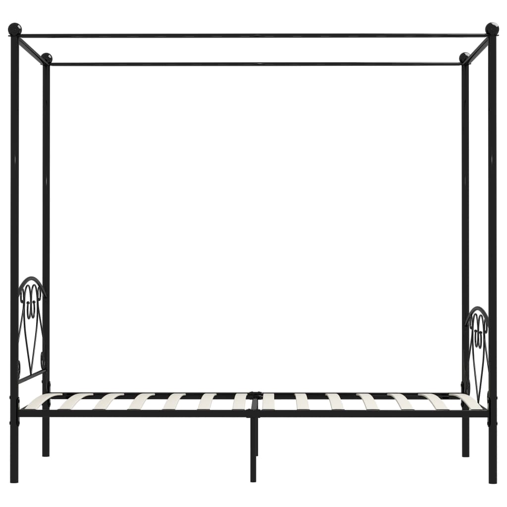 Cadre de lit à baldaquin sans matelas noir métal 120x200 cm - XIOS