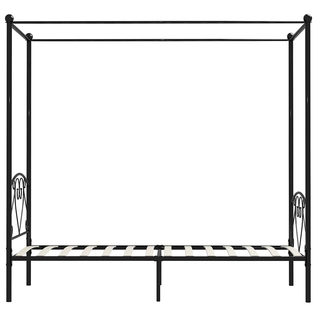 Cadre de lit à baldaquin sans matelas noir métal 120x200 cm - XIOS
