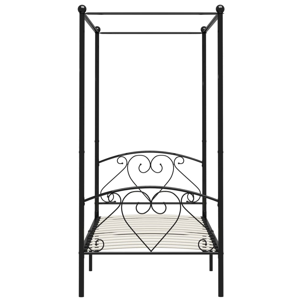 Cadre de lit à baldaquin sans matelas noir métal 120x200 cm - XIOS