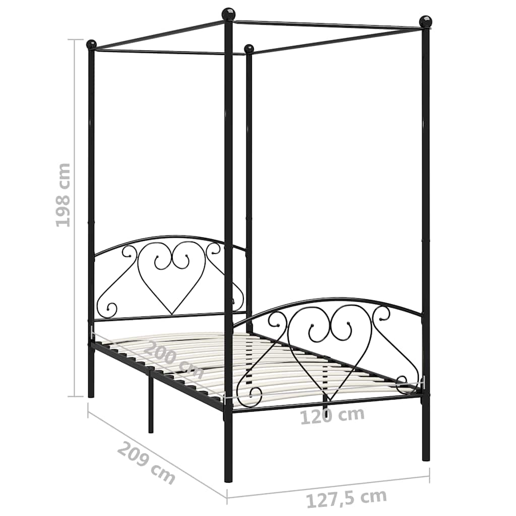 Cadre de lit à baldaquin sans matelas noir métal 120x200 cm - XIOS