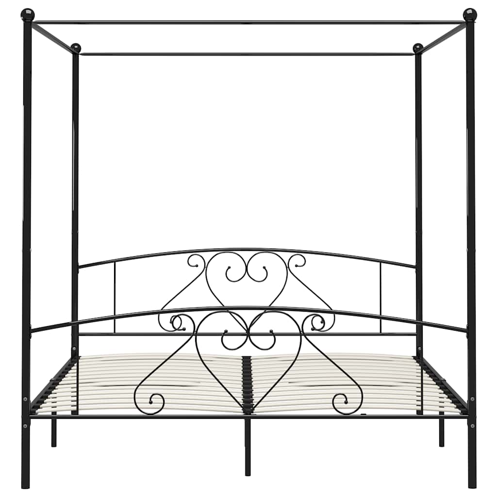 Cadre de lit sans matelas avec baldaquin noir 180x200 cm métal - XIOS