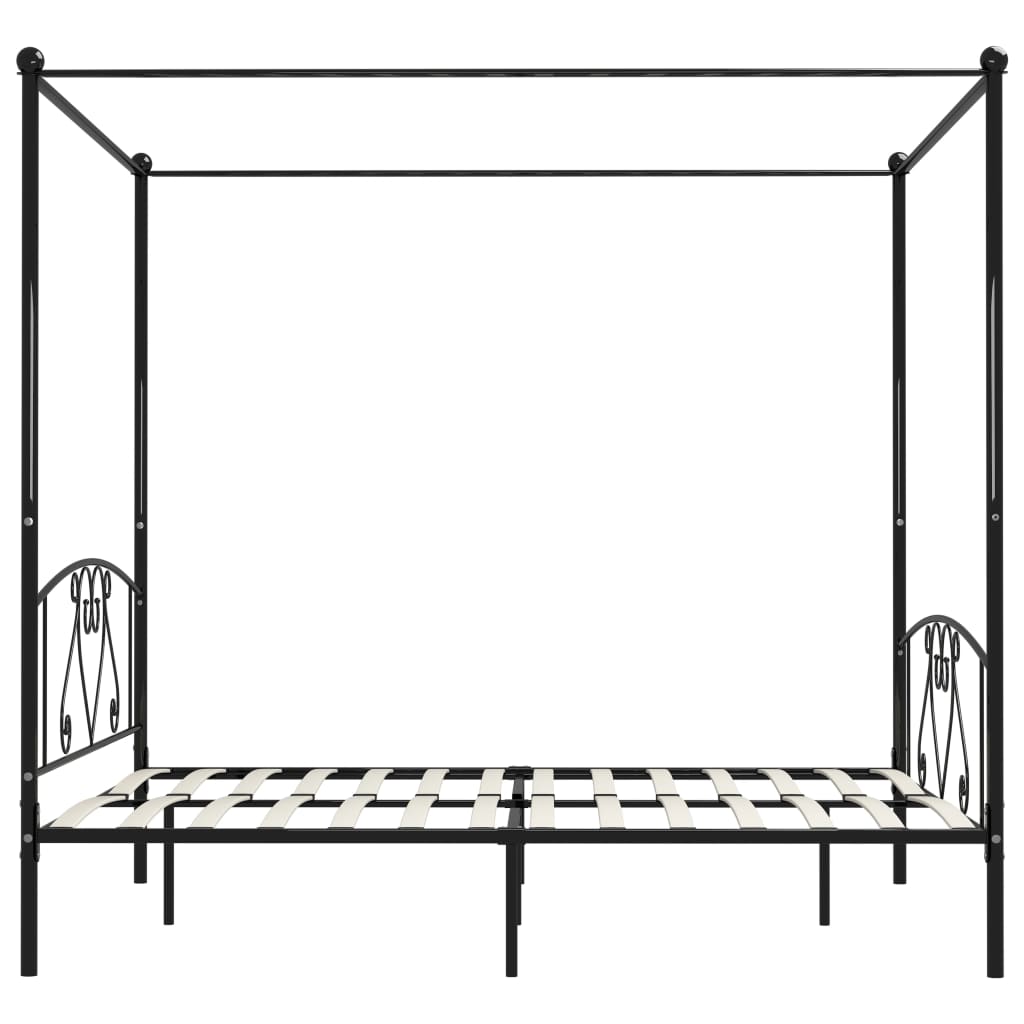 Cadre de lit sans matelas avec baldaquin noir 200x200 cm métal - XIOS