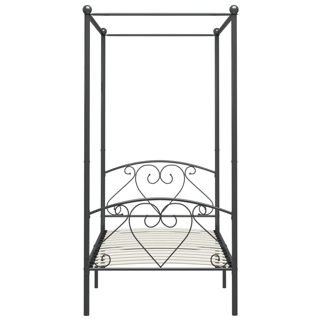 Cadre de lit à baldaquin sans matelas gris métal 120x200 cm - XIOS